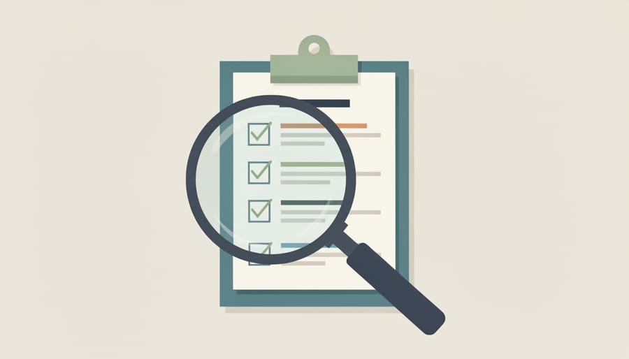 Magnifying glass over a clipboard with a blurred supplement bottle in the background